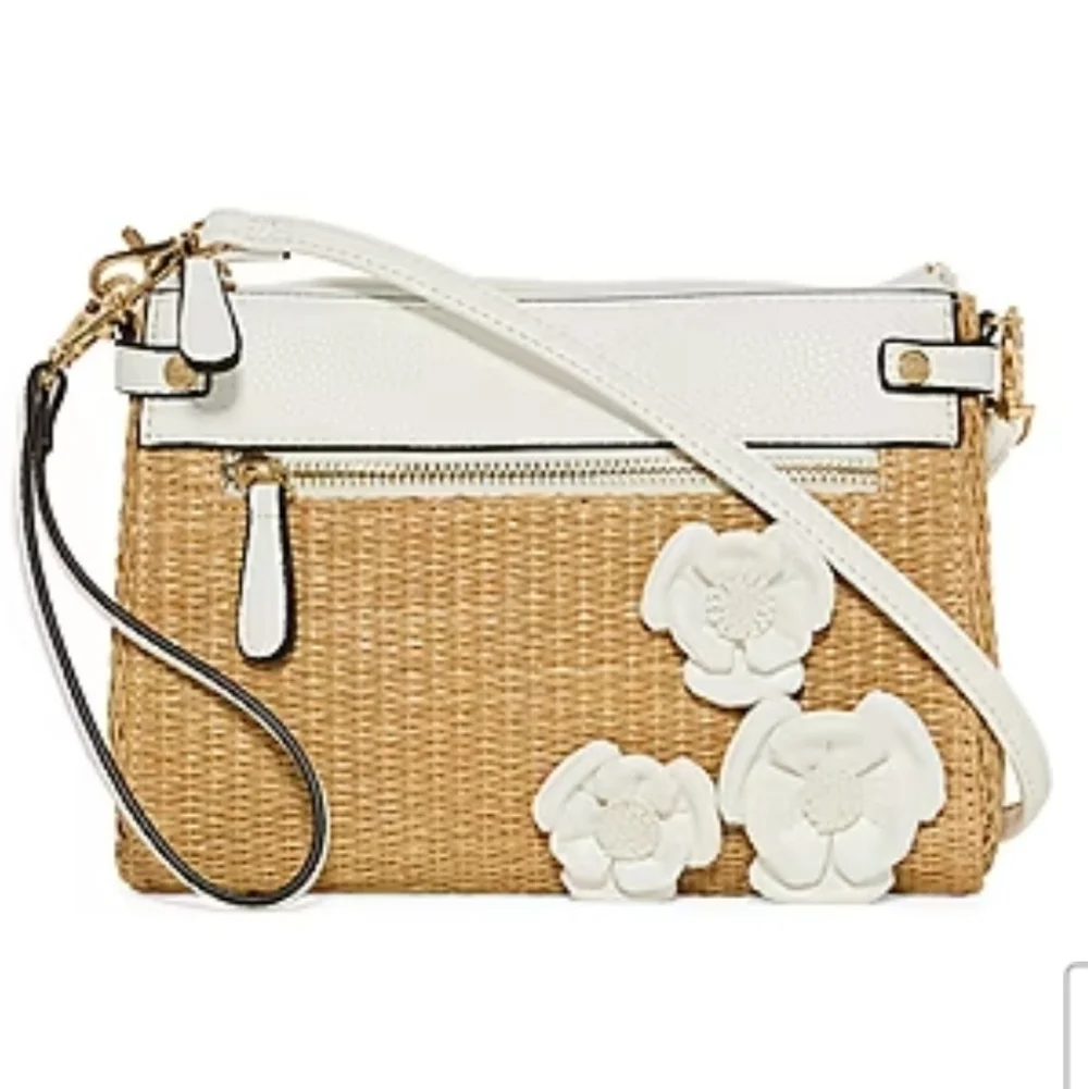 NWT Liz Claiborne Women's Tan and White Crossbody Bag/Clutch Purse - Picture 2 of 6